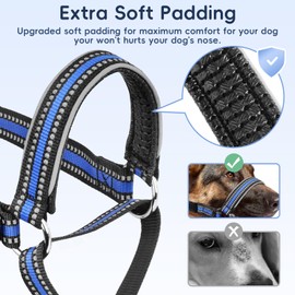 BARKLESS Dog Muzzle for Medium Large Sized Dogs, Soft Padded Nylon, 2-in-1 Anti-Scavenging Muzzle Loop, Adjustable & Breathable for Walking, Drinking, Feeding (Blue, XL)