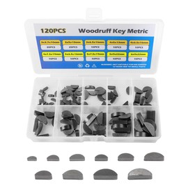 SCUARI Woodruff Key Assortment,120pcs Half Moon Keys,Key Stock Assortment,10 Popular Sizes Woodruff Semicircle Keys,Half Moon Semicircle Bond Key Hardware Keyway Set for Flywheel Applications