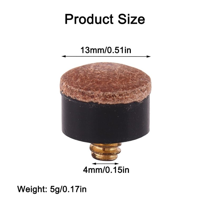 10 Pcs Screw Tip 13mm Pool Cue Tips Replacement Leather