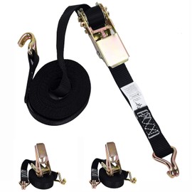 51buyoutgo 2 Pcs Small Ratchet Straps with Hooks 4m Long 25mm Wide, Black Rachet Ratchet Tie Down Straps Set for Cargo Kayak Surfboard Car Roof Rack, Lashing Rachette Ratchet Strap