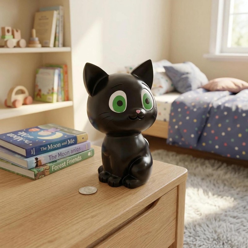 Adorable Black Kitty Money Bank, Sturdy Piggy Bank