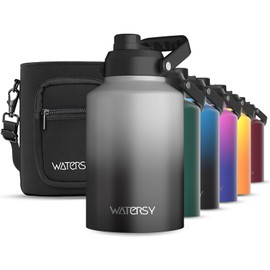 WATERSY 1 Gallon Water Bottle Insulated(Cold for 48 Hrs),BPA Free&Leak Proof,128oz Stainless Steel Water Jug,Big thermo,Large Water Bottle with Handle for Gym,Hiking,Camping&Travel,Gray
