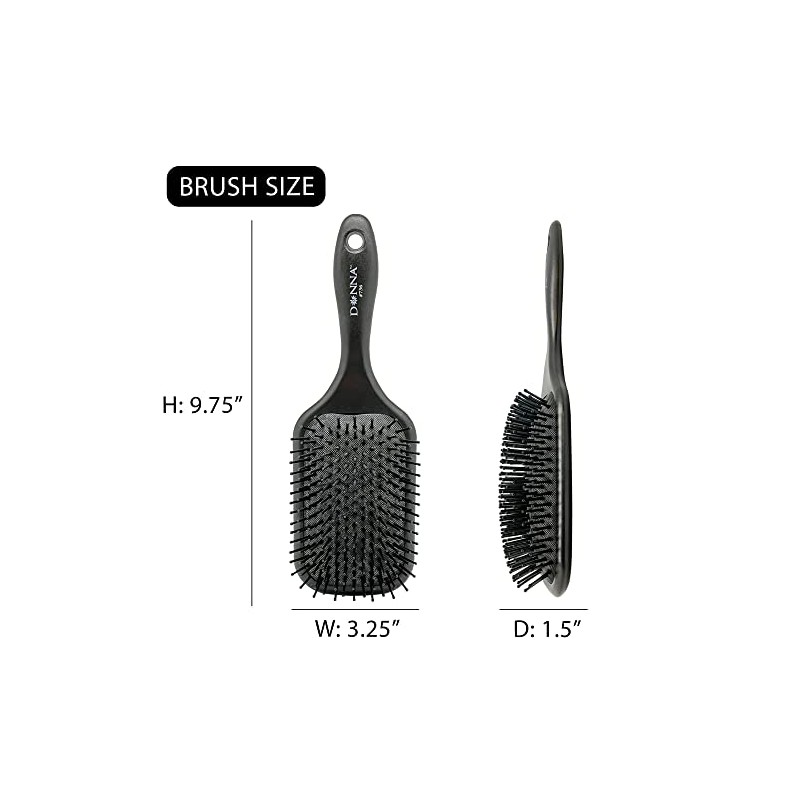 DONNA Cepillo de Paleta Grande, 1 Pieza, Negro, para Cabello
