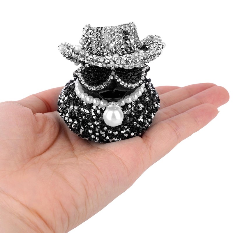 Fukaisu Diamond Rubber Duck, Funny Tiny Duck Mini Car Ornament