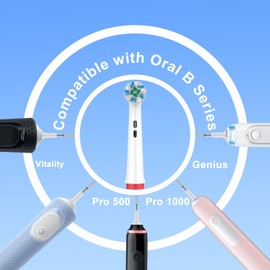 Caslynor Replacement Toothbrush Heads Compatible with Oral B Braun Pro 100, Pro 500, Pro 1000, Cross Bristles for Deeper Plaque Removal, Pack of 12 Replacement Brush Head Refills, White