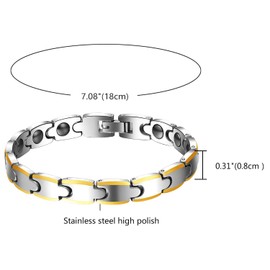 OIDEA Men's Tungsten Carbide Bracelet, Silver Gold Biker Links Link Wrist Polished Chain Bracelet Magnetic Bracelet Bracelets for Men, Tungsten steel