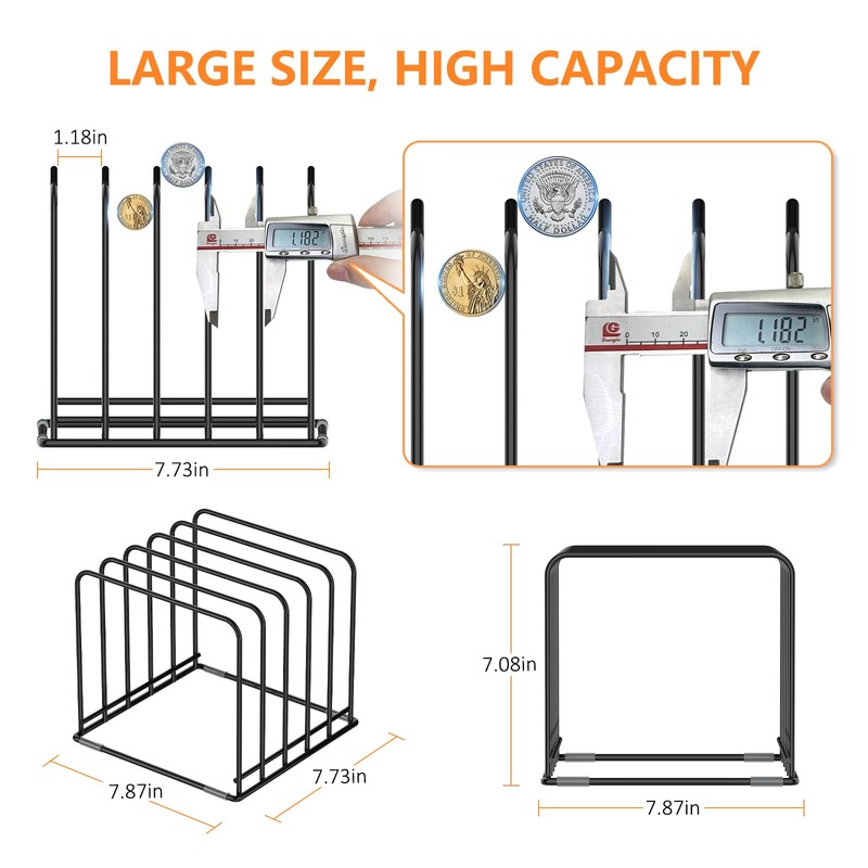 KORRTFID Kitchen Cabinet Organizer, Steel Cookware Holder, Divided Holder with