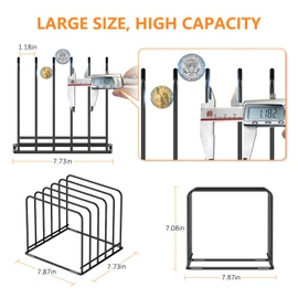 KORRTFID Kitchen Cabinet Organizer, Steel Cookware Holder, Divided Holder with 5 Slots for Skillets Baking Tray and Chopping Board Rack - Baking Pan Holder Storage (1 PC)