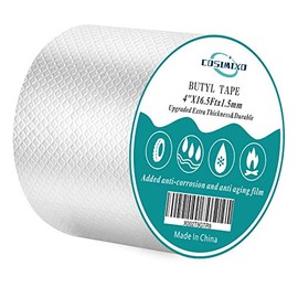 Extra Thickness Upgraded Strong Butyl Waterproof Tape Leak Proof Butyl Seal Strip, Repair for Boat and Pipe Sealing, HVAC Ducts, Roof Crack, RV, Awning, Window Sealing, Silver Cosimixoâ¦ (4" x 16.5Ft)