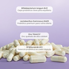Matter Probivos Glow, Probioticos BL21 & LRa05 con Zinc TRAACS® 30 Billones de UFC, Apoyo al Bienestar Cutáneo y Equilibrio Intestinal, 1 Frasco 60 Cá