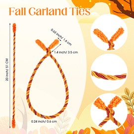 Zhengmy 16 Pcs 20 Inches Fall Garland Ties Fall Decor Twist Ties for Banister Reusable and Flexible Twist for Thanksgiving Decor Outdoor Autumn Garland for Christmas Home Wedding Fireplace Party