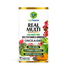 Leafsource Real Multi Vitamins & Minerals Capsules, 21 Organic Sourced, Whole Food Real Fruits & Veggies Supplements, Vegan, Enhanced Well-being Naturally A REAL Natural Multivitamin and Multi-Mineral with cofactors intact, Syntetic vitamins can't do tha