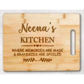 AcevedoDesign Neena's Kitchen Bamboo Cutting Board - Mother's Day Cutting Board - Mother's Day Gift - Birthday Gifts From Grandchildren - Son Daughter - Best Neena Cutting Board - Neena Gifts