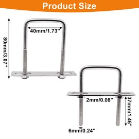 S SYDIEN 6 Pack M6 Square U Bolts, 304 Stainless Steel U-Bolts 1-9/16" W x 3-1/8" L, Heavy Duty U-Bolt with Frame Plates & Nuts for Boat Automobiles Trailer and Metal Objects (M6 x 40mm x 80mm)