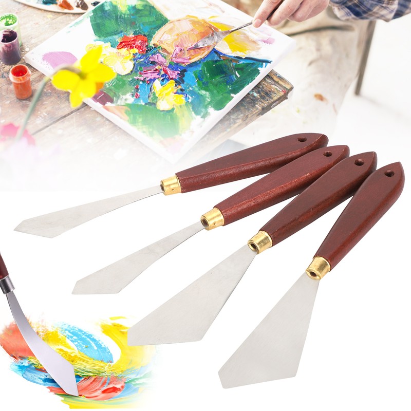 4Pcs Stainless Steel Palette Knife Shaped Oil Painting Art Spatula
