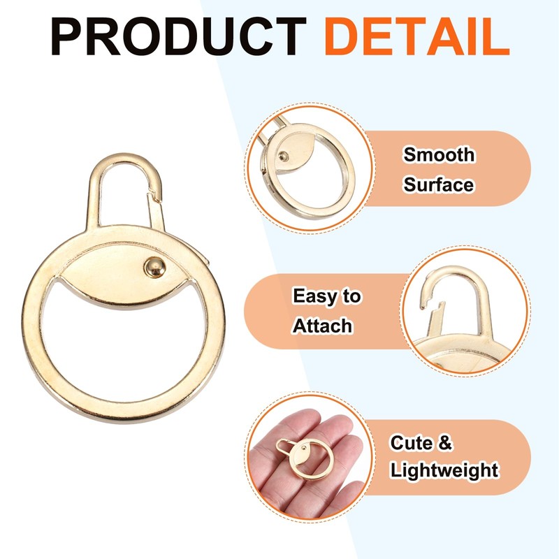 sourcing map Metal Zipper Pull Charm 5 Pcs Detachable Round