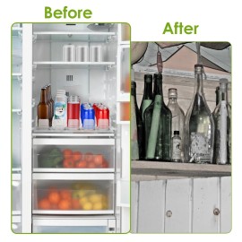 Adjustable Width Drink Organizer 5-Row Automatic Pusher Glide Spring-Loaded Beverage Dispenser with Glide for FridgeColor: White Color