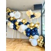 Navy Blue and Gold Confetti Balloons,12 Inch 60pcs Pearl White