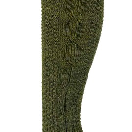Fashionable women's and men's traditional socks, hiking socks, hiking socks, knee socks with elegant knitting pattern, cable pattern, knee-high, green, Oktoberfest folk festival, wedding, hiking,