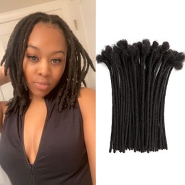 10 Inch Loc Extensions 100% Real Human Hair 30 Strands 0.4cm Width Full Handmade Permanent Dreadlock Extensions Human Hair For Women/Men Can Be Dyed,Curled And Bleached (Width 0.4cm Natual Black)