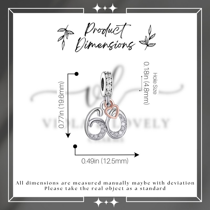 Viola Lovely Charm 60th Charm For Bracelet, Beaded Birthday Charm,