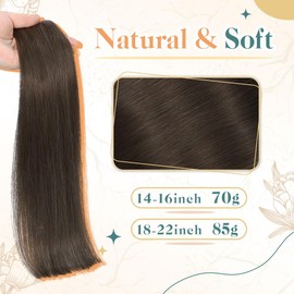 Sindra Wire Hair Extensions Medium Brown Human Hair Extensions Invisible Transparent Fish Line Wire Human Hair Extensions 85g Wire Hair Brown Extensions Human Hair 20 Inch Wire20#4