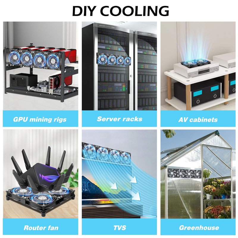 AmRunJe 4X 120mm Server Rack Fan with Speed Controller Big