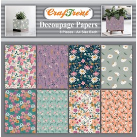 CrafTreat Floral decoupage Paper for Furniture - Fresh Florals 1 -Size: A4 (8.3 x 11.7 Inch) 8 Pcs -decoupage Paper Crafts-Decorative Paper for decoupage-decoupage Paper Floral for Scrapbooking