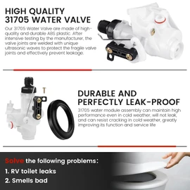 2026 NEW 31705 31688 RV Toilet Water Valve Kit for Thetford Aqua-Magic V High and Low Models by Puxyblue - Freeze Resistance and Leak Resistance Assembly Replaces 31687 31648 31652 31672 31683