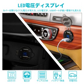 Palumma Motorcycle Charger, USB Charger Socket, Fast Charging, Dual USB Ports, DC12V/24V, with Waterproof Cap and Voltmeter, Boat Charger Socket, Suitable for Motorcycles, Boats and More (Blue)