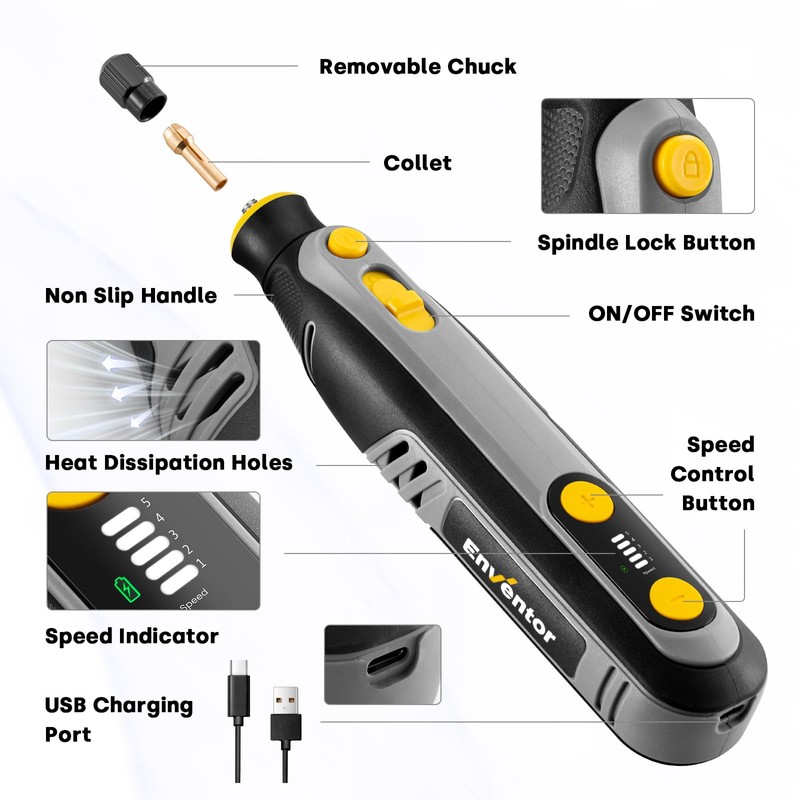 Enventor Cordless Rotary Tool, 8V Power Rotary Tool Kit with