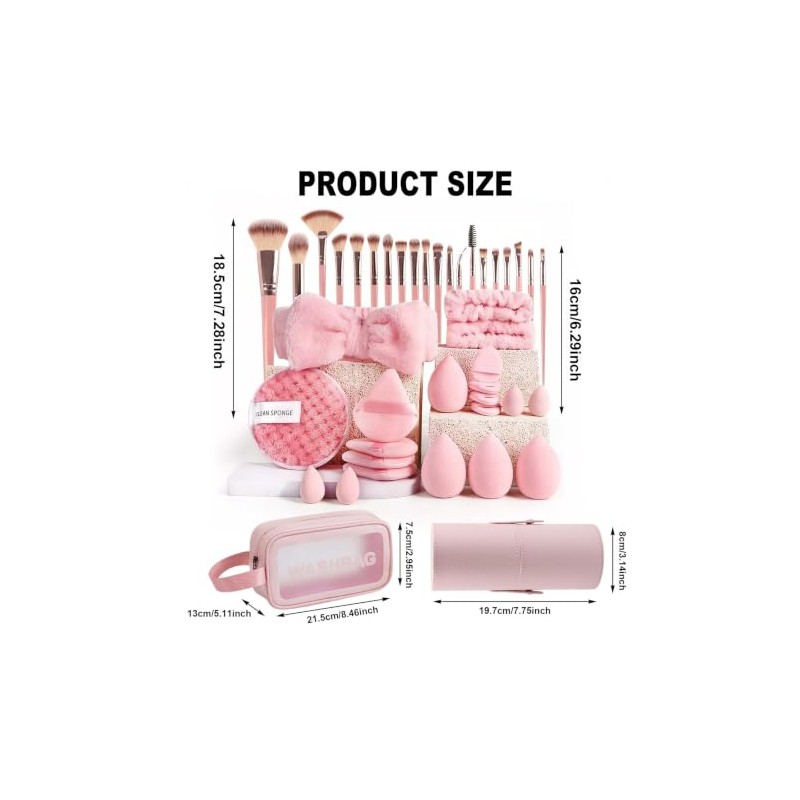 40 Piezas Set Brochas Maquillaje Profesional con Estuche | con