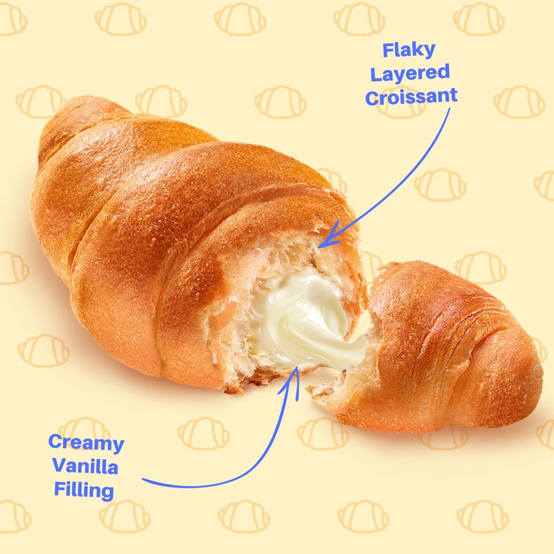 7Days Soft Croissant, Vanilla Croissant, Breakfast Pastry, Individually Wrapped On