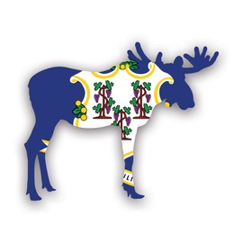 Darkside Ltd Connecticut Moose Shaped Flag Sticker Decal - Weatherproof - elk deer antlers - 2" x 1.63"