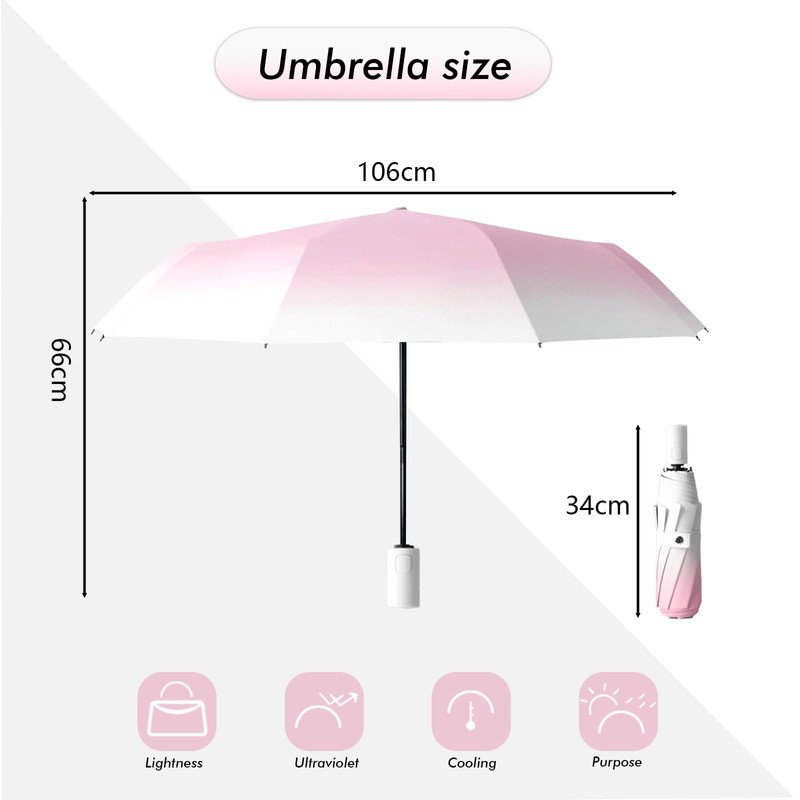 EEPLUYTY Umbrellas, Automatic Umbrella, Pocket Umbrella Open-Close with 8 Ribs,