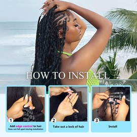 Human Braiding Hair for Boho Braids 100g 3 Bundles/Pack 20 Inch Curly Boho Hair for Braiding Knotless 12A Deep Wave Bulk Bohemian Natural Black