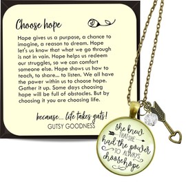 She Knew She Had Power to Choose Hope Necklace Inspirational Jewelry 24"
