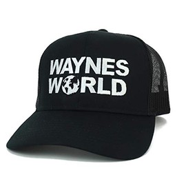 Armycrew XXL Oversize Wayne's World Embroidered Trucker Mesh Cap - Black - 2XL