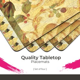 Pimpernel Golden Pineapple Set of 4 Placemats – (15.7" x 11.7") Cork-Backed 5mm Boards, Heat & Stain Resistant, Elegant Table Protection for Dining Room, Kitchen & Home Décor