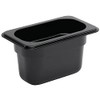 Vogue Polycarbonate Plastic 1/9 Gastronorm Container 100 mm Deep, Black,