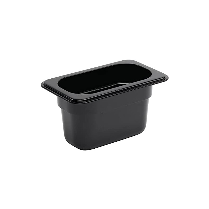 Vogue Polycarbonate Plastic 1/9 Gastronorm Container 100 mm Deep, Black,