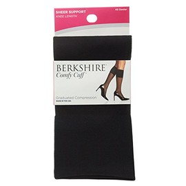 Berkshire Plus-Size Women's Plus Size Queen Sheer Graduated Compression Trouser Sock, black