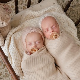 Luladream Pacifier - Natural Rubber Nipple - Soft Teething Handle - for Infants Baby's and Toddlers, 0-18 Months (Camel + Cream)