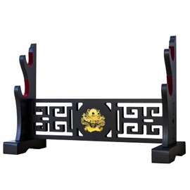 Katana Samurai Stand Sword Holder - Katana Display Stand Standing Velvet Padded Weapon Stands for Wand Tanto Wakizashi etc Samurai Sword (Dragon style - 2 layer)