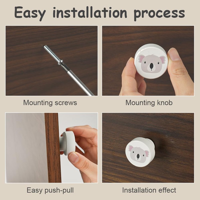 Aolso Wooden Cabinet Knobs, 6PCS Round Furniture Pull Handle, Drawer