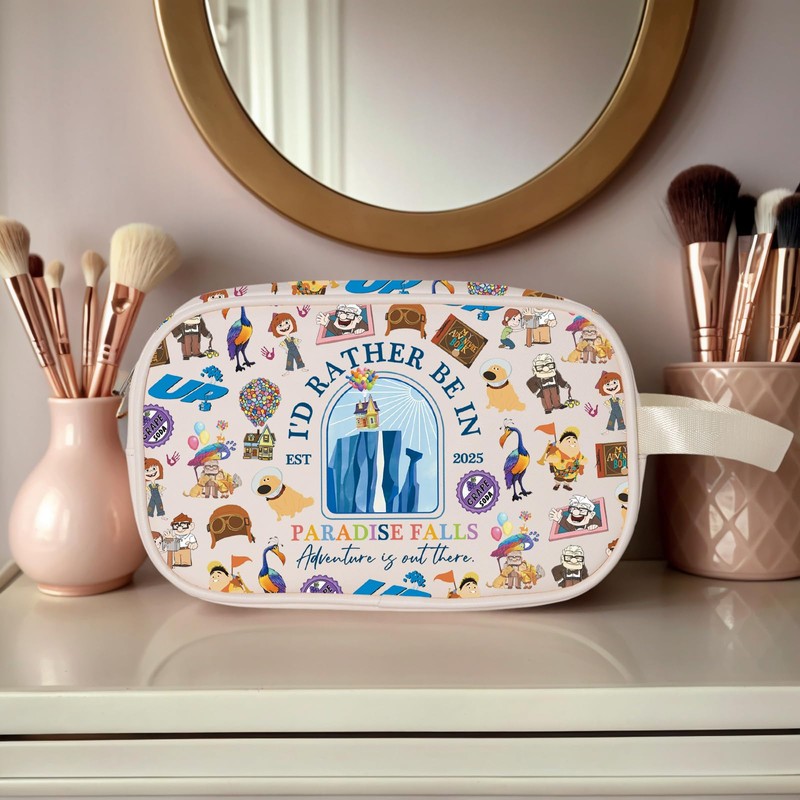 Flying House Make-up-Tasche, transparent, für Urlaub, Reise, Geschenk, Abenteuer, Haus,