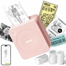 Nelko Nelko Sticker Printer, PM230 Print Pod Mini Printer Bluetooth Portabel Sticker Maker with 3 Rolls Paper, Print Pods Mini Printer with Multiple Templates for Phone & Tablet, Pink, 1 Pack