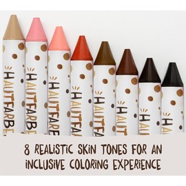 Hautfarben Skin Tone Wax Crayons for Children, Colours for Everyone, 8 Realistic Shades for Diversity, Eco-Friendly, Beeswax, Plastic-Free, Age 3+, Gift for Kids