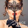 Flimire Black Masquerade Mask Shiny Rhinestone Lace Mask for Women