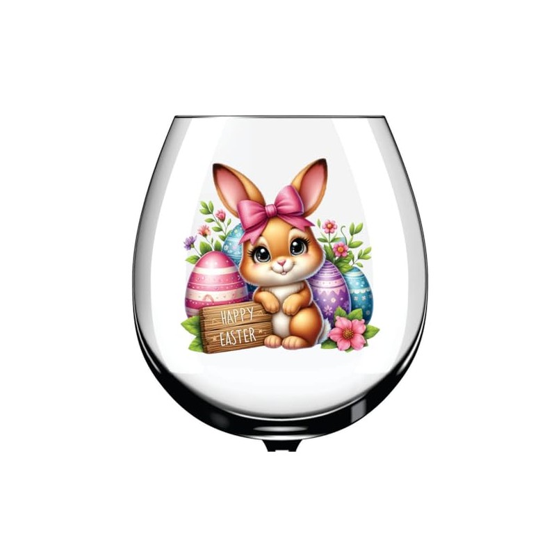 x12 Rabbit Bunny Easter Glass Vinyl Decal Stickers Colour ol457